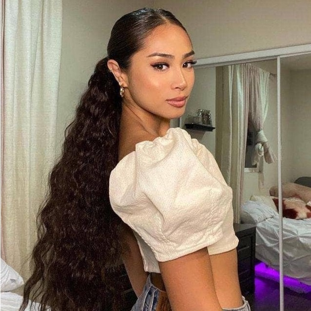 NWOT INH Insert Name Here Shayla Wavy Curly Ponytail Extension Dark Brown